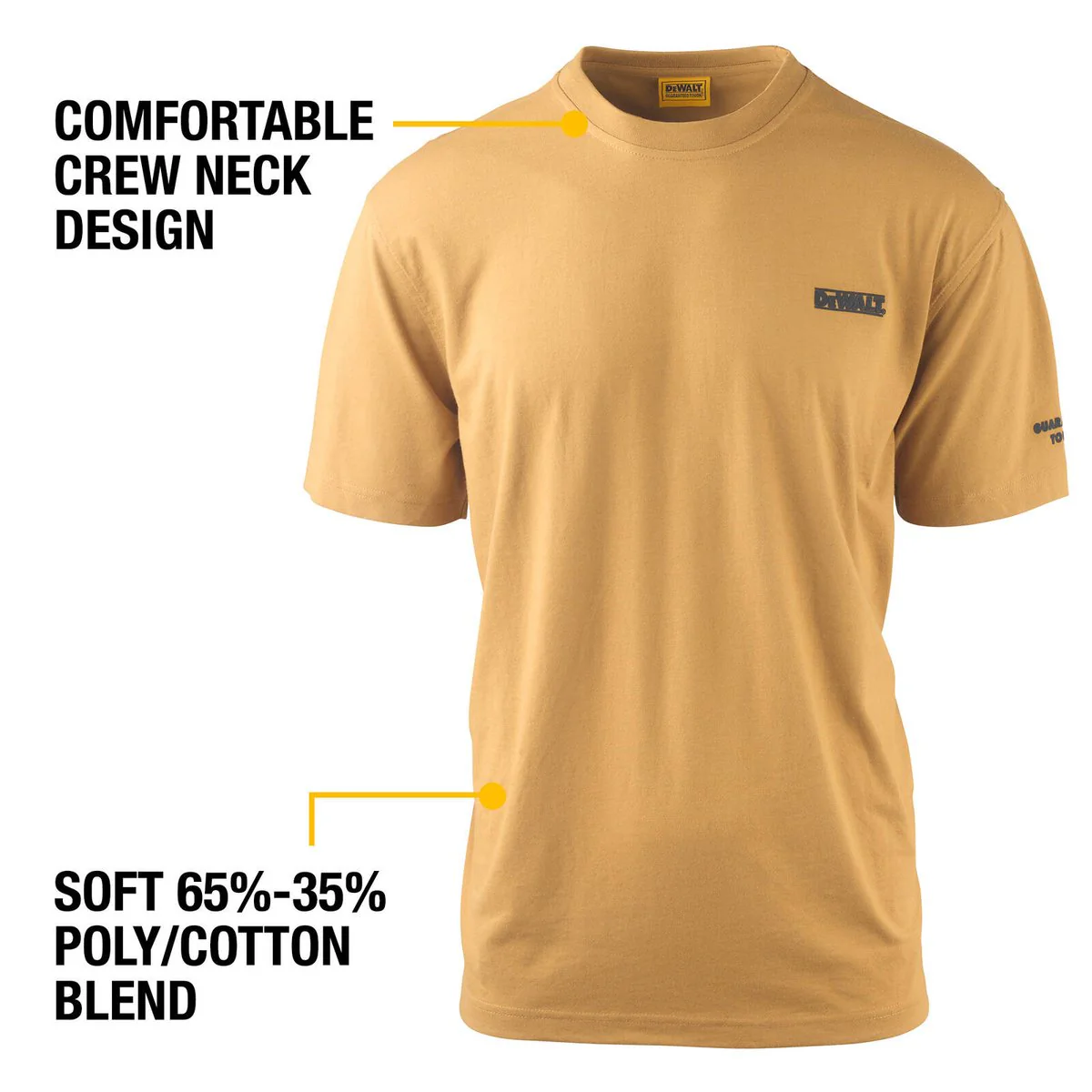 Dewalt Clay Typhoon Crew Neck Shirt XL - 65% Cotton 35% Polyester - Clay - UPF 50+ - Image 3
