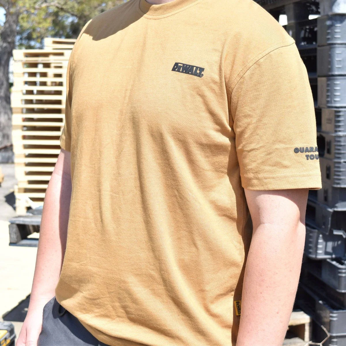 Dewalt Clay Typhoon Crew Neck Shirt XL - 65% Cotton 35% Polyester - Clay - UPF 50+ - Image 4