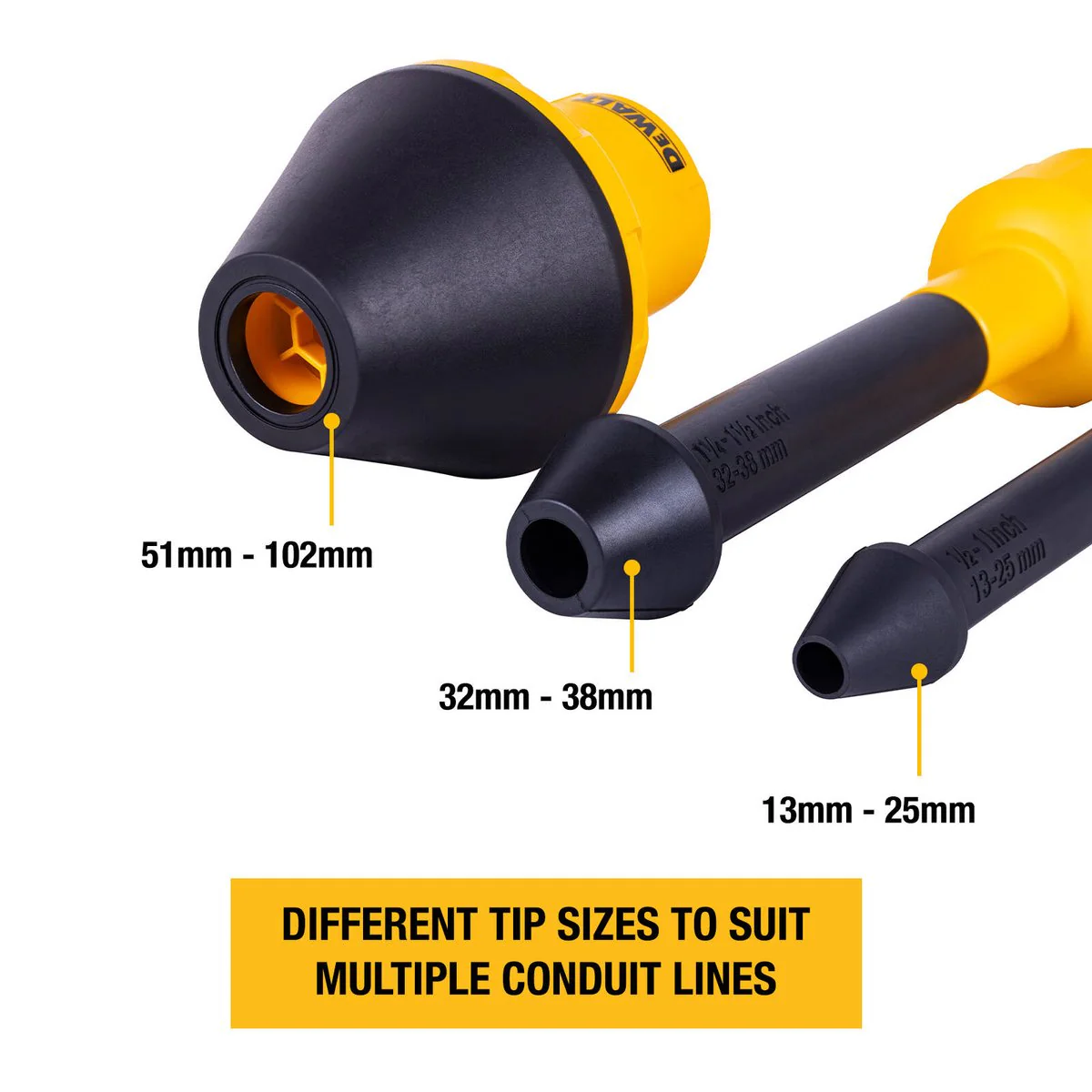 Dewalt Conduit Line Wet and Dry Vacuum Accessory Kit - 3 Sizes - 13-102mm - Image 5