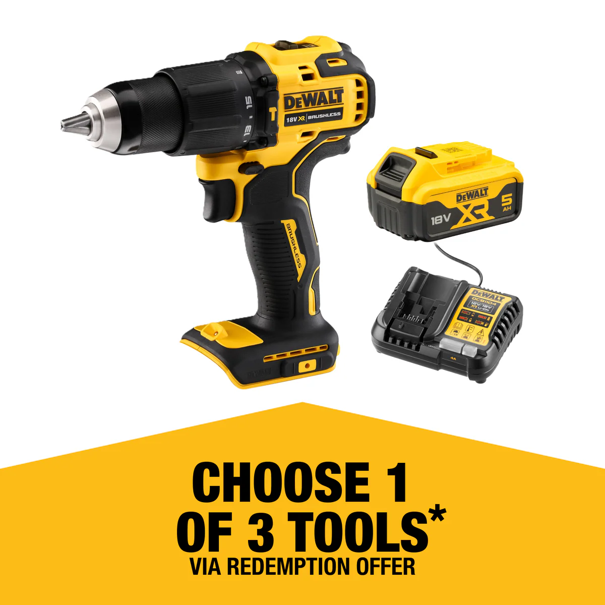 Dewalt Hammer Drill Driver - 18V - Li-Ion - Brushless Technology