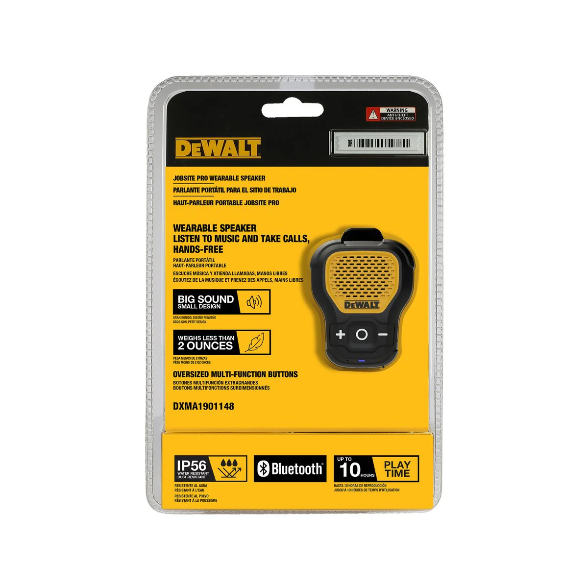 Dewalt Jobsite Pro Wearable Speaker Microphone - Bluetooth - 10-Hour Battery - IP56 Water Resistant - Image 2