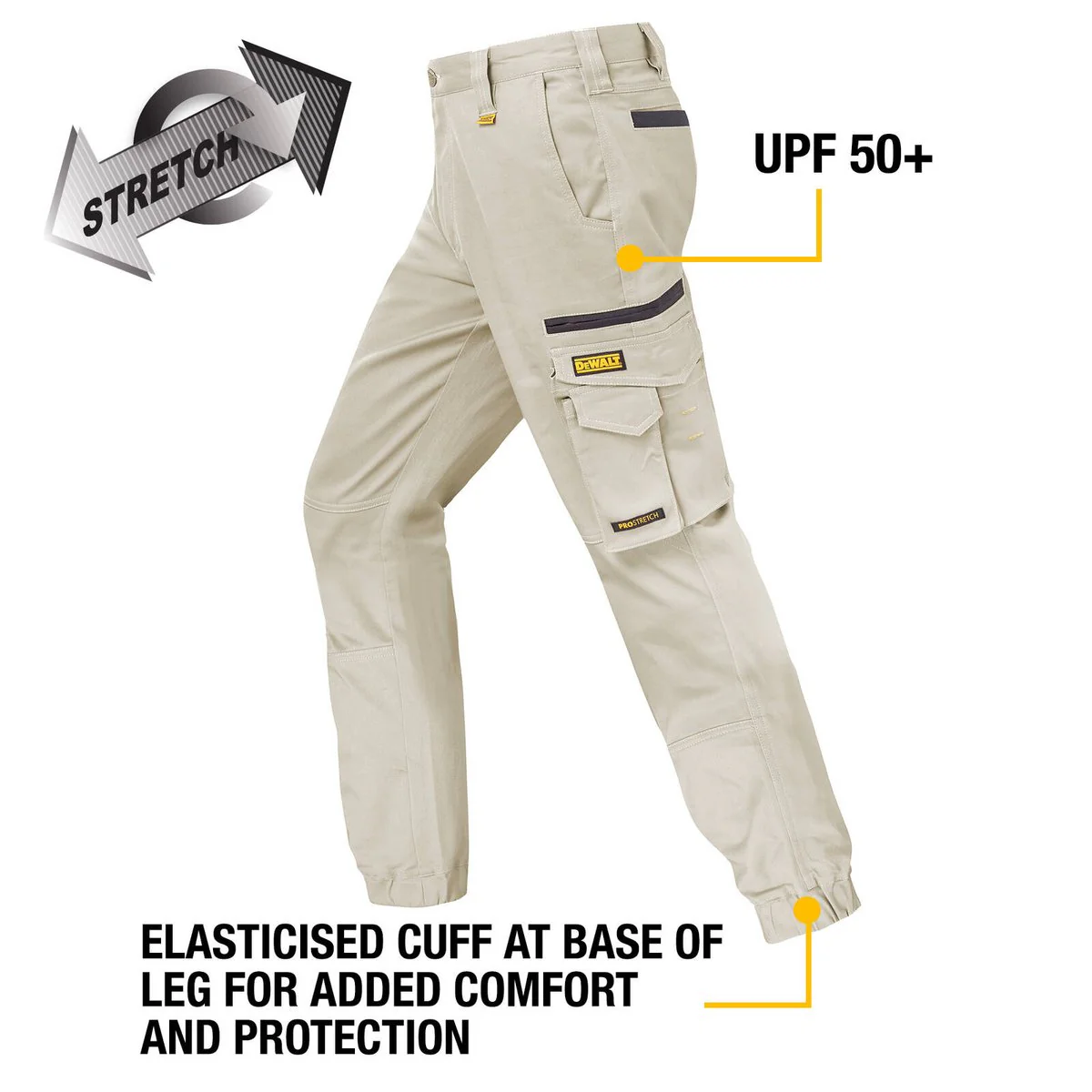 Dewalt Khaki Goldfield Prostretch Trousers Size 40 - Breathable - Durable - Image 3