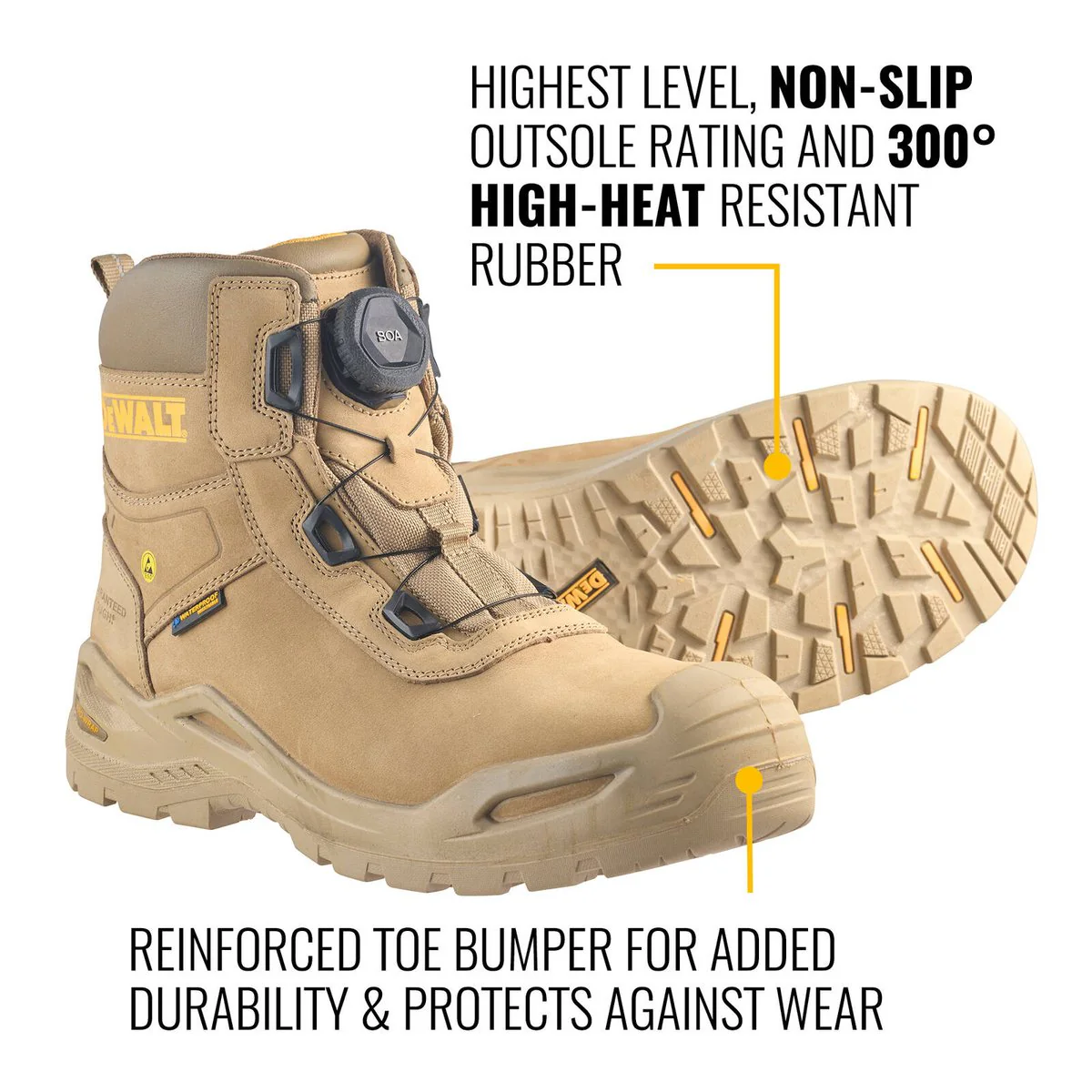Dewalt Lander Safety Work Boots Size 11 - Water-Resistant Nubuck Leather - Composite Safety Toe - SRC Anti-Slip - Image 4
