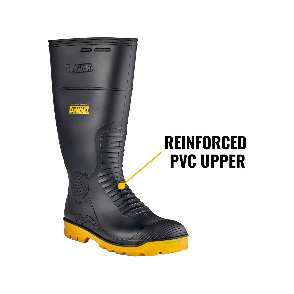 Dewalt Midland Pro Comfort Safety Gumboots Size 11 - PVC - Black - Durable, Anti-Slip - Image 3