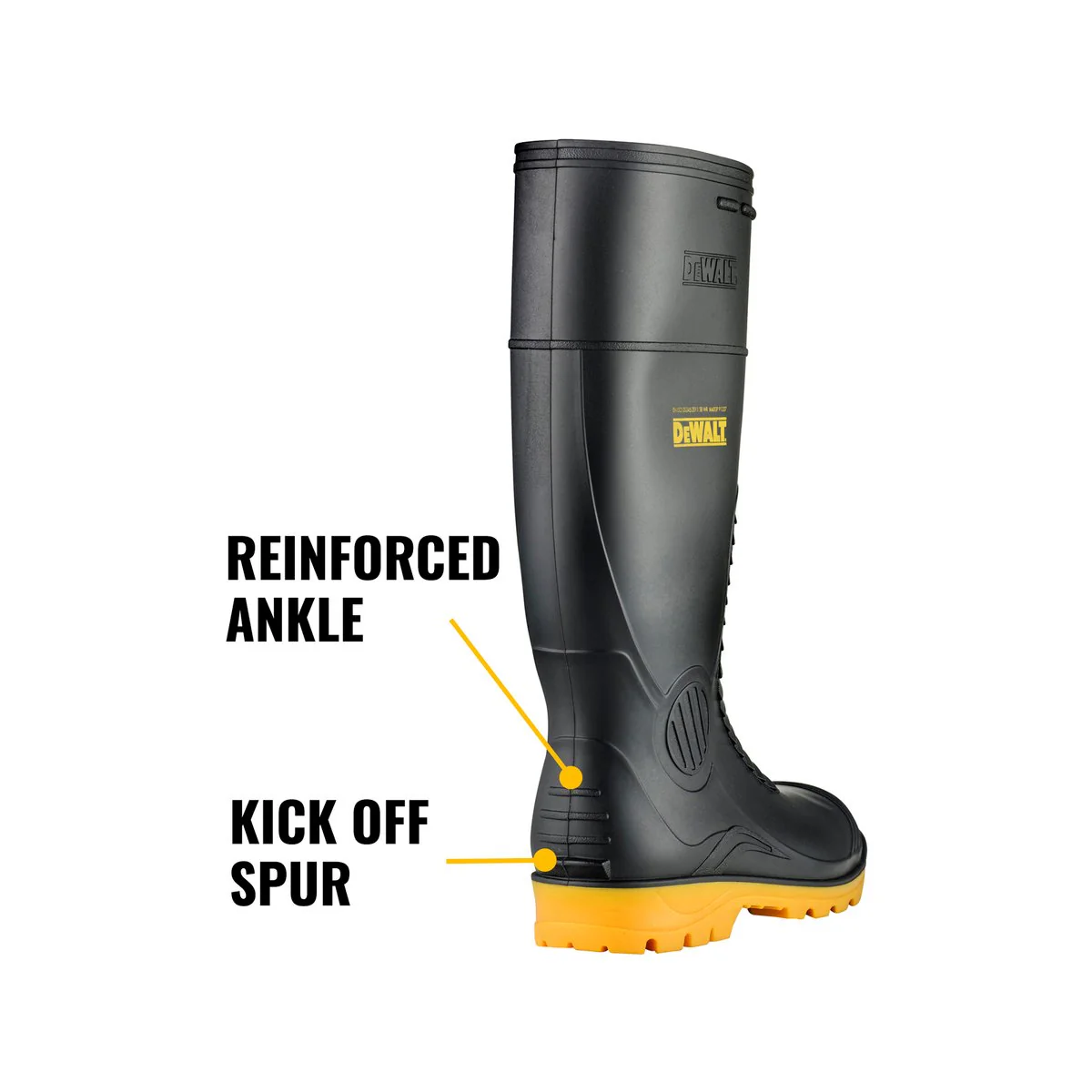 Dewalt Midland Pro Comfort Safety Gumboots Size 11 - PVC - Black - Durable, Anti-Slip - Image 5