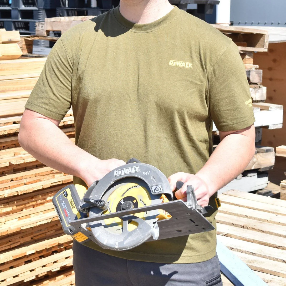 Dewalt Olive Typhoon Crew Neck Shirt M - Durable - Sun Protection - Reinforced Stitching - Image 2