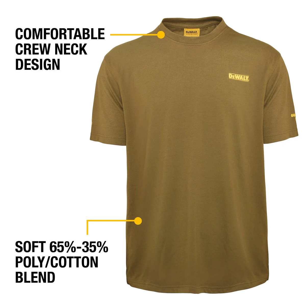 Dewalt Olive Typhoon Crew Neck Shirt XL - 65% Cotton 35% Polyester - UPF 50+ - Image 3
