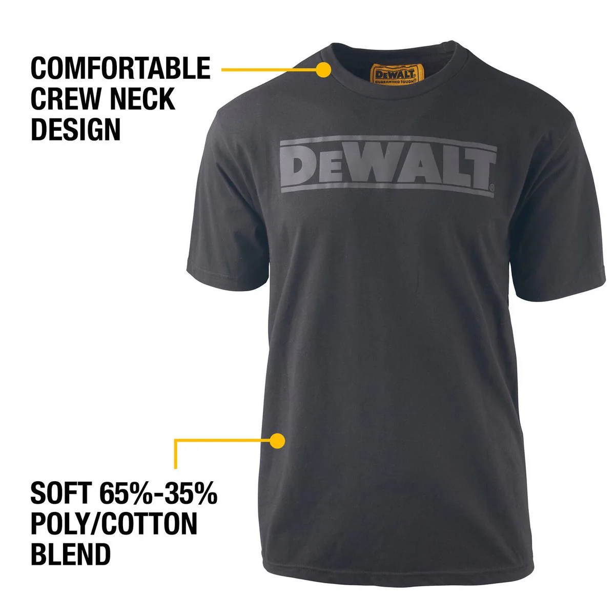 DEWALT Oxide Black Crew Neck Shirt Size S - Durable Cotton Blend - UPF 50+ - Image 3