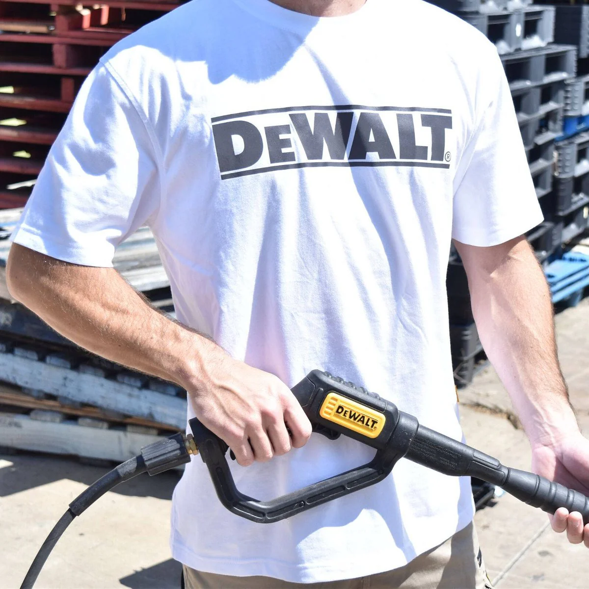 DEWALT White Oxide Crew Neck Shirt L - 65% Cotton / 35% Polyester - Sun Protection - Reinforced Stitching - Image 2