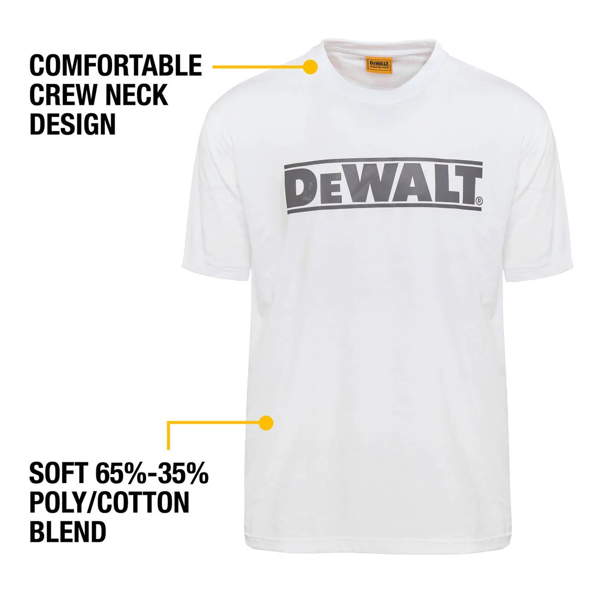 DEWALT White Oxide Crew Neck Shirt L - 65% Cotton / 35% Polyester - Sun Protection - Reinforced Stitching - Image 3