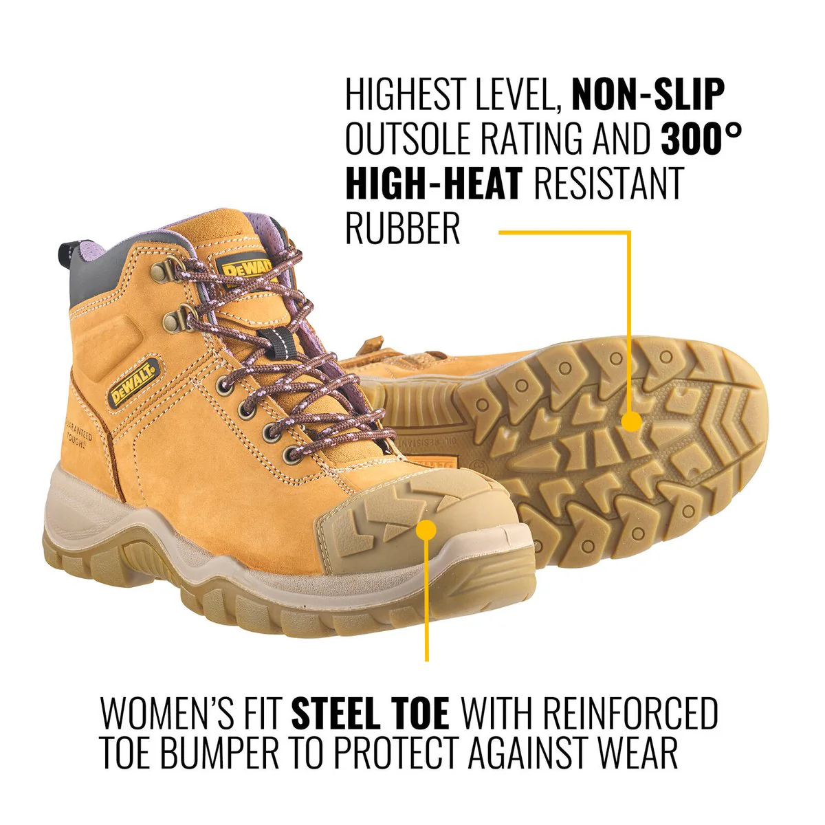 Dewalt Womens Ashton Pro Work Boot 9 - Wheat - Steel Cap - SRC Anti-Slip - Heat Resistant - Image 4