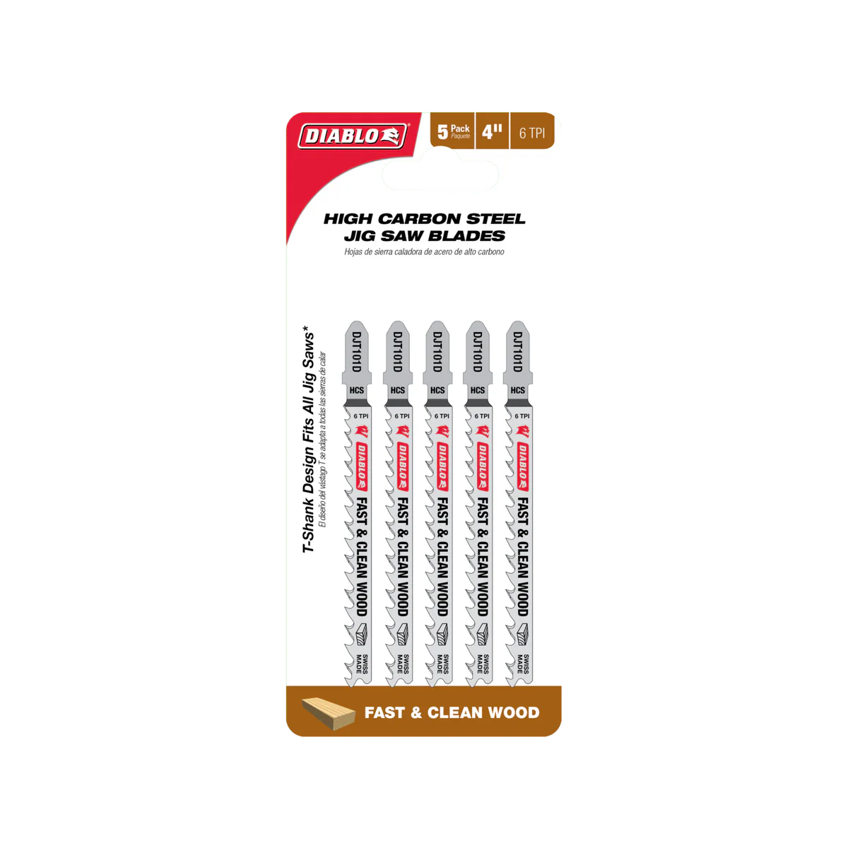 Diablo 100mm High Carbon Steel Jig Saw Blade - 5 Pack - Fast Clean Cuts
