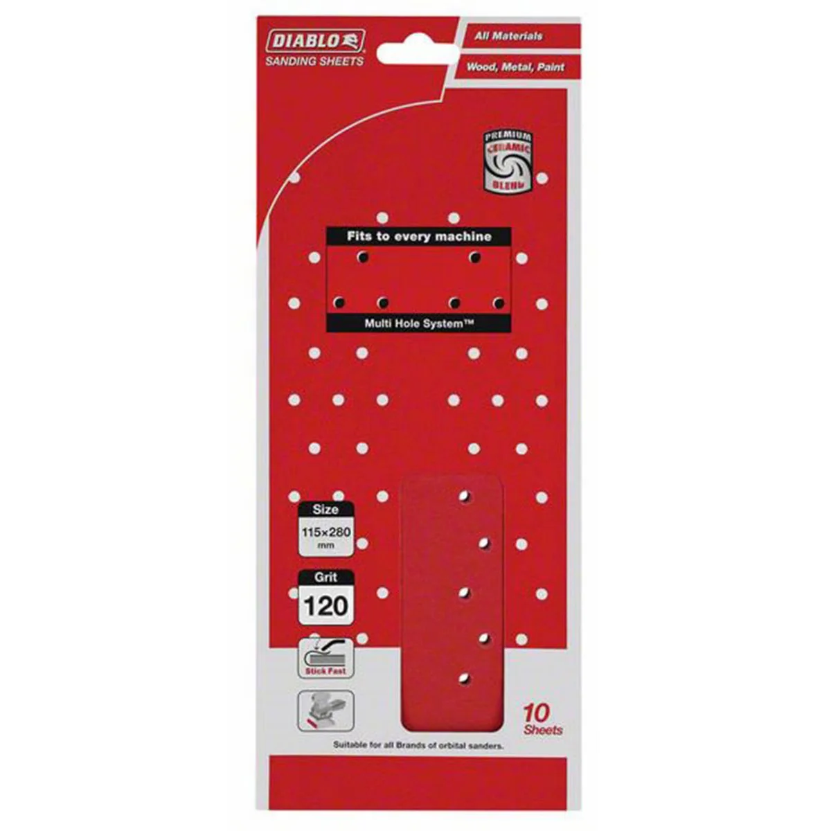 Diablo 120 Grit Sanding Sheet 115 x 280mm Coated Abrasive 10 Pack