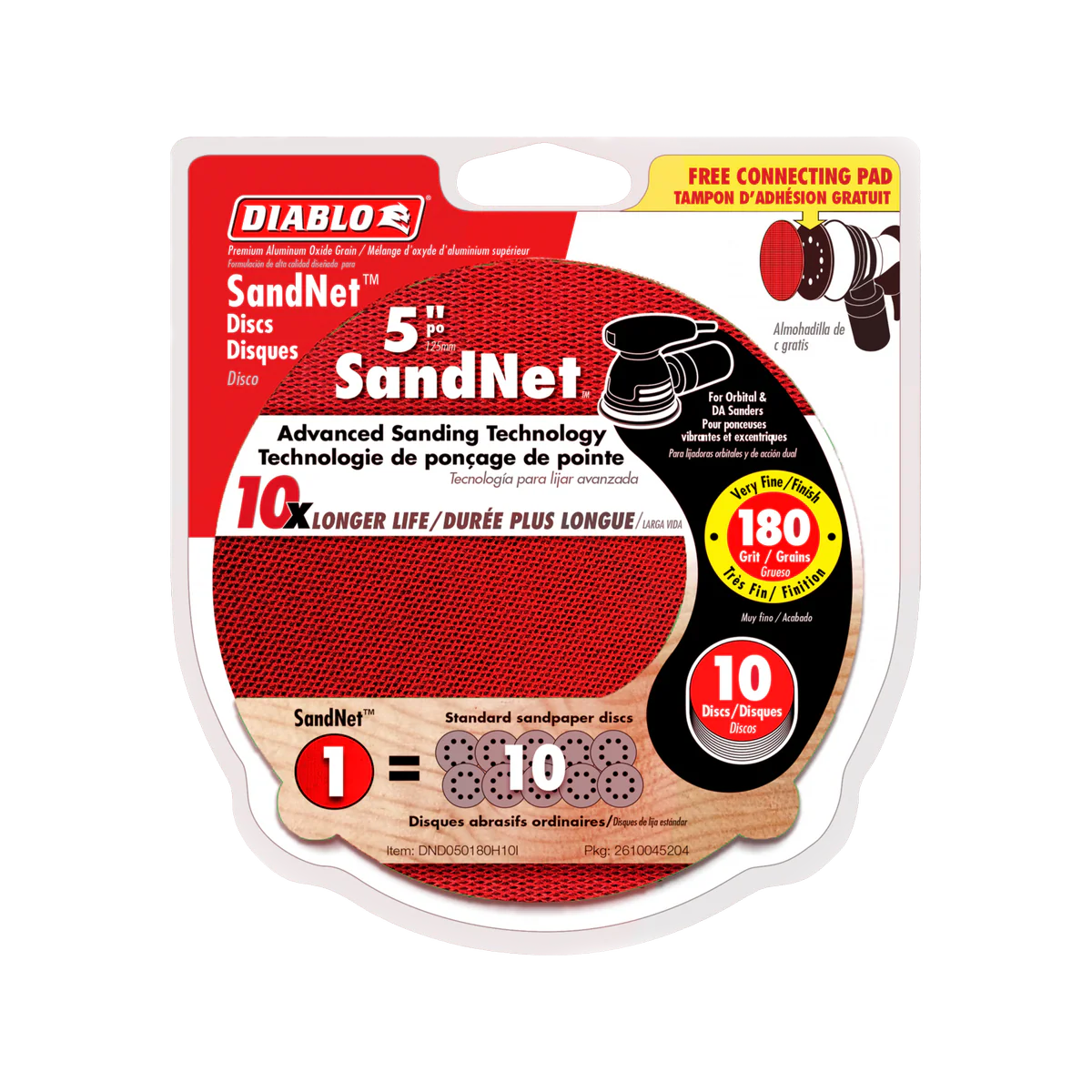Diablo 125mm Orbital Sandnet Discs 10 Pack - 180 Grit - Clog-Reducing Design