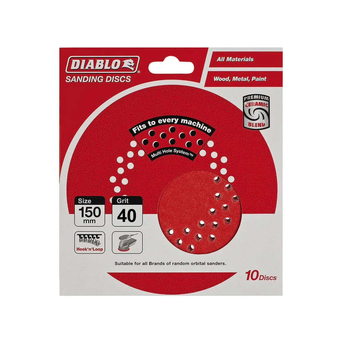 Diablo 150mm 40 Grit Sanding Discs 10 Pack Coated Abrasive Durable