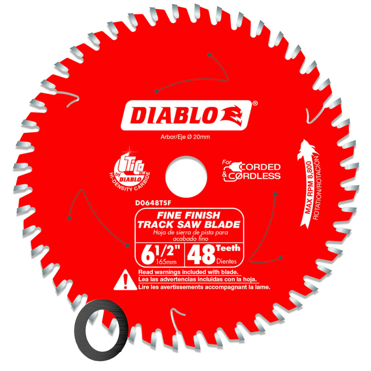 Diablo 165mm Fine Finish Track Saw Blade 48t - TiCo Carbide - Durable Cuts - Image 2
