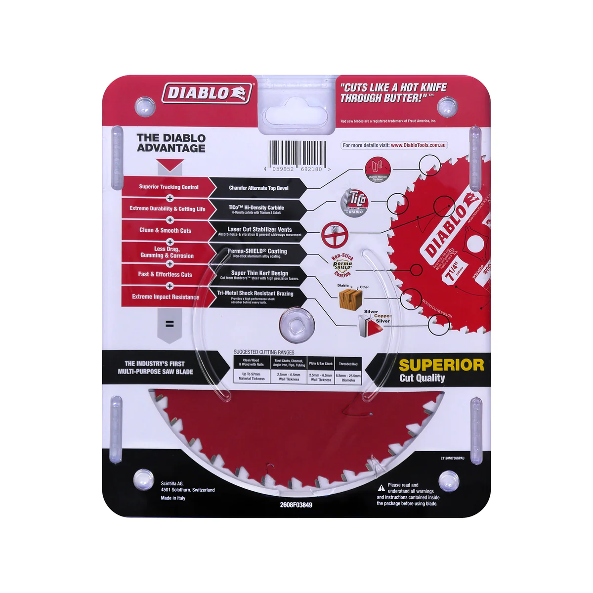 Diablo 184mm 36t Carbide Saw Blade - Wood & Metal Cutting - Durable - Image 2