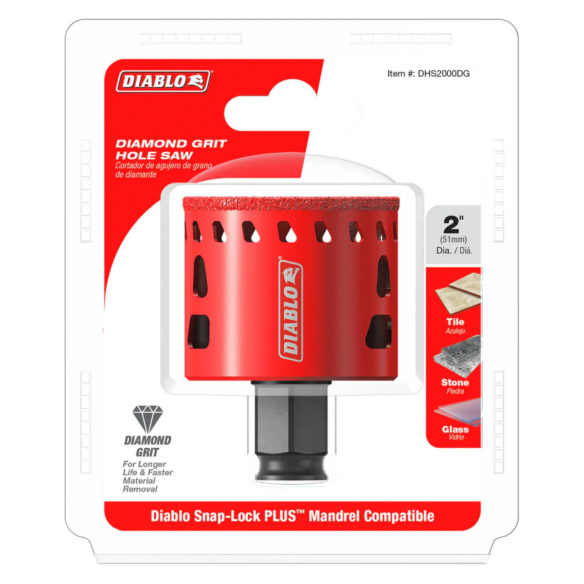 Diablo 2 Diamond Grit Hole Saw - 109.22mm - Efficient Drilling in Tile, Glass