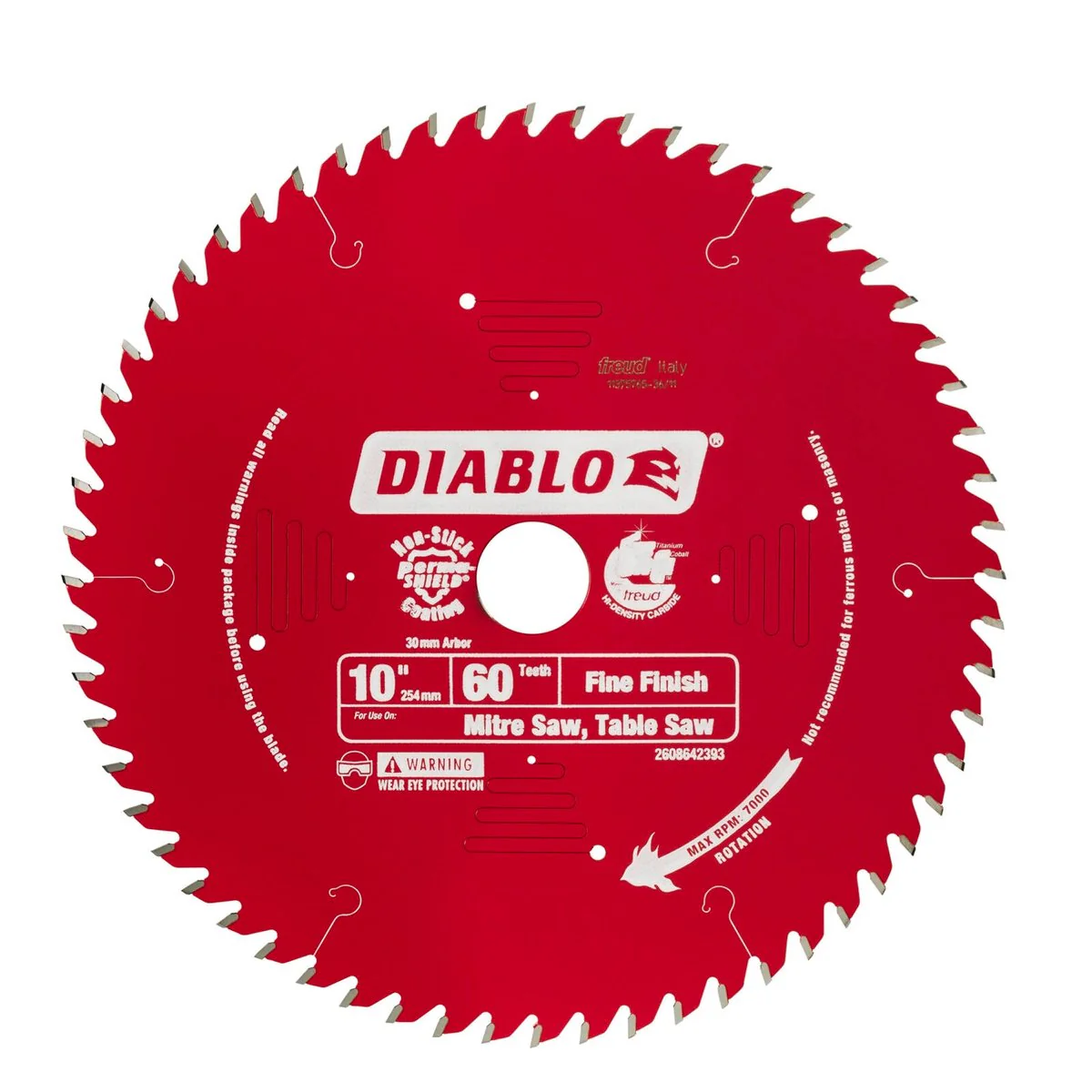 Diablo 254mm 60 Teeth Mitre Saw Blade - Red - Durable Steel Construction - Image 2