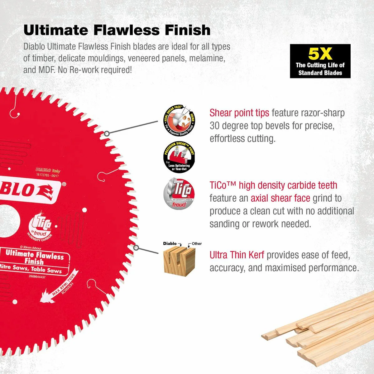 Diablo 254mm 90t Circular Saw Blade - Ultimate Flawless Finish - Image 3