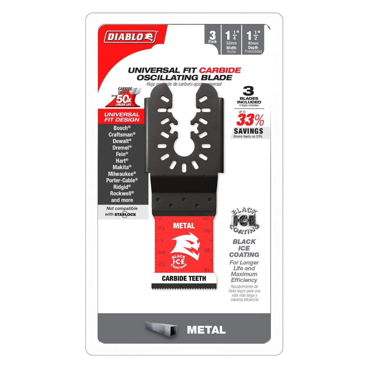 Diablo 32mm Carbide Multi Tool Blades for Metal - 3 Pack - Durable Cutting