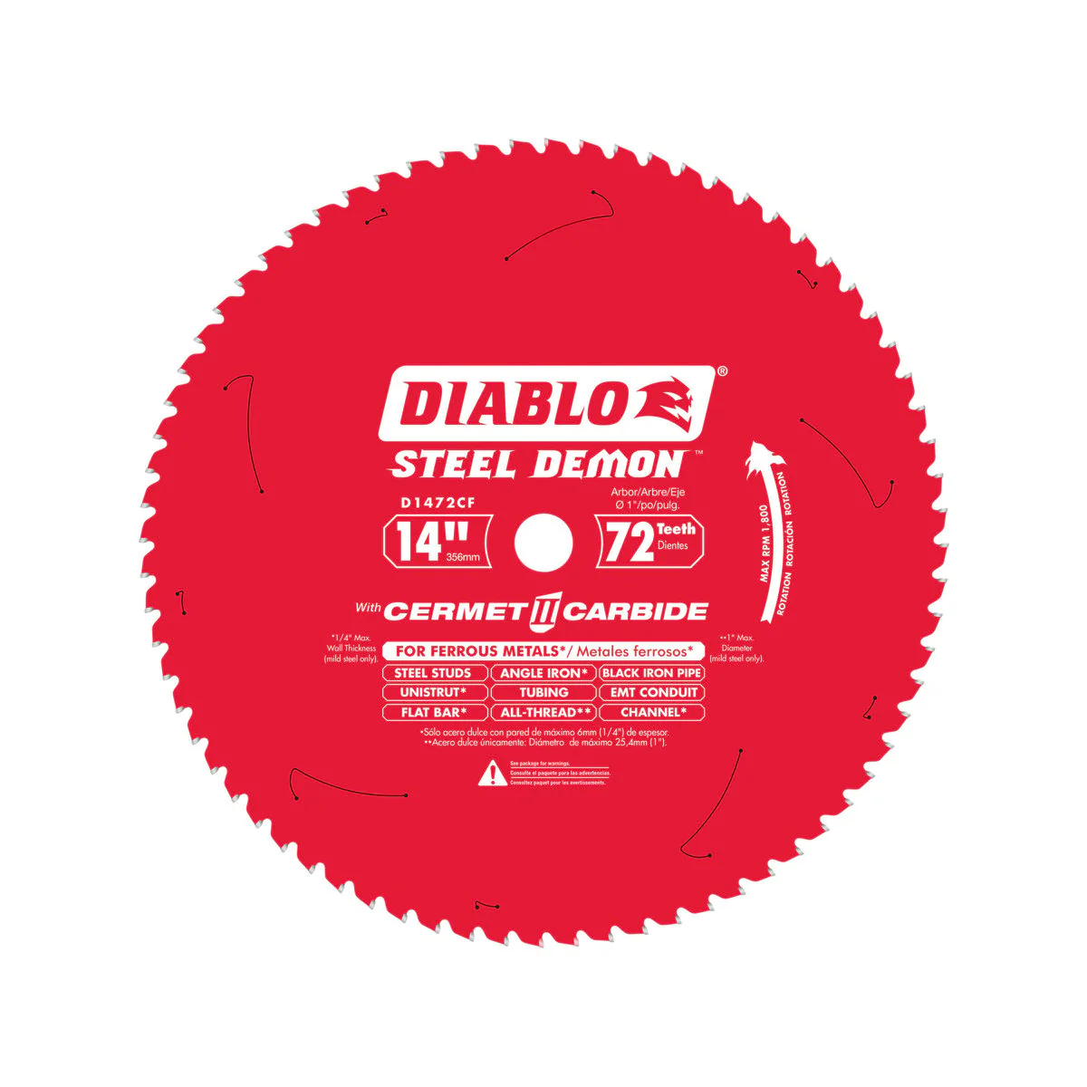 Diablo 356mm 72T Steel Demon Saw Blade - Ferrous Metals - Cermet Teeth - Image 2