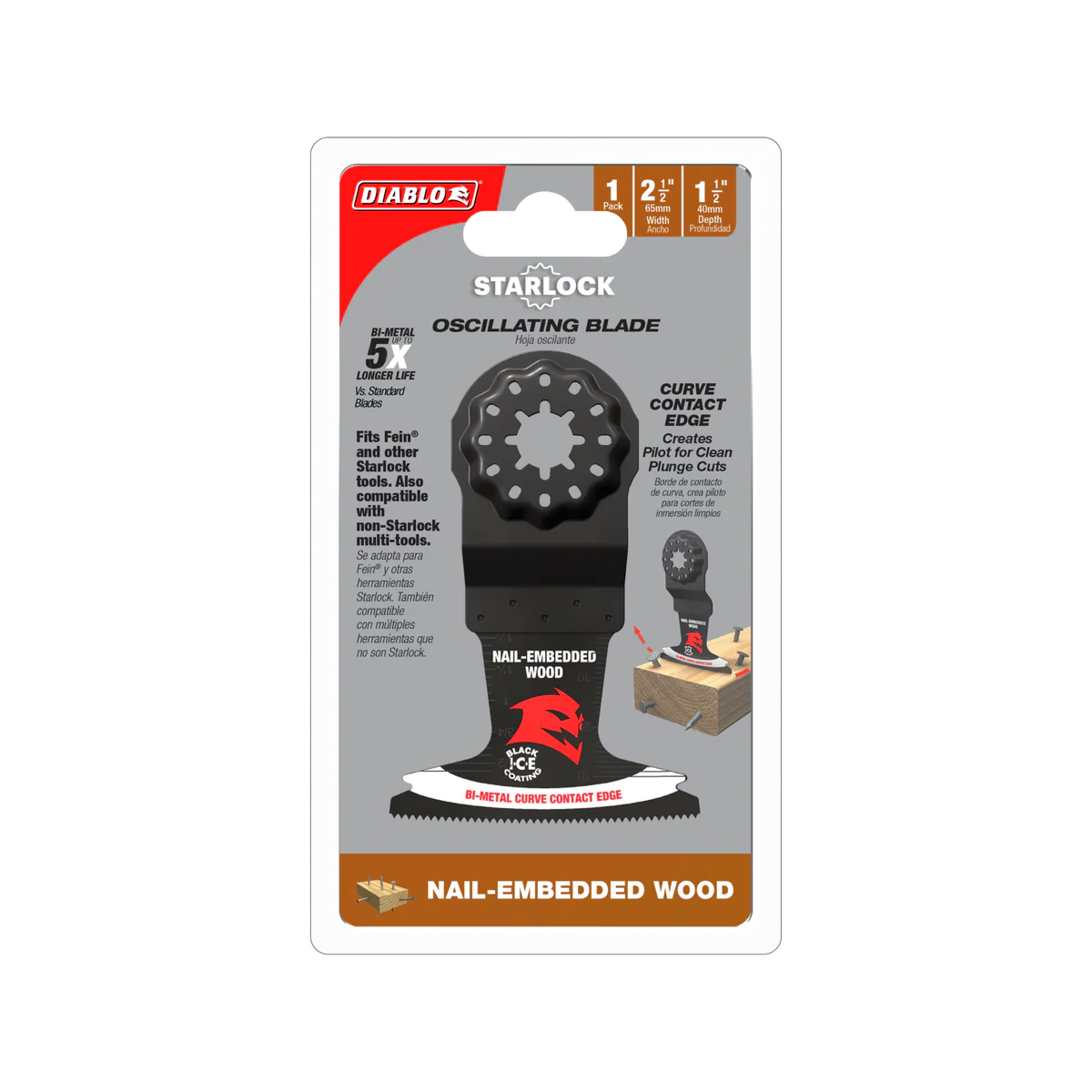 Diablo 65mm Starlock Multi Tool Blade - Nail Embedded Wood - Durable & Precise