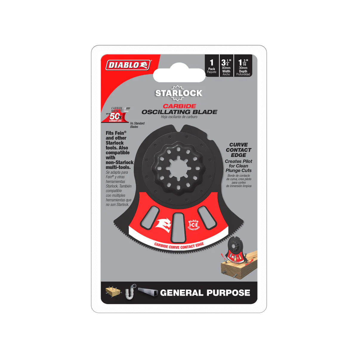 Diablo 80 x 30mm Starlock Multi Tool - Carbide Blades - Durable Cutting