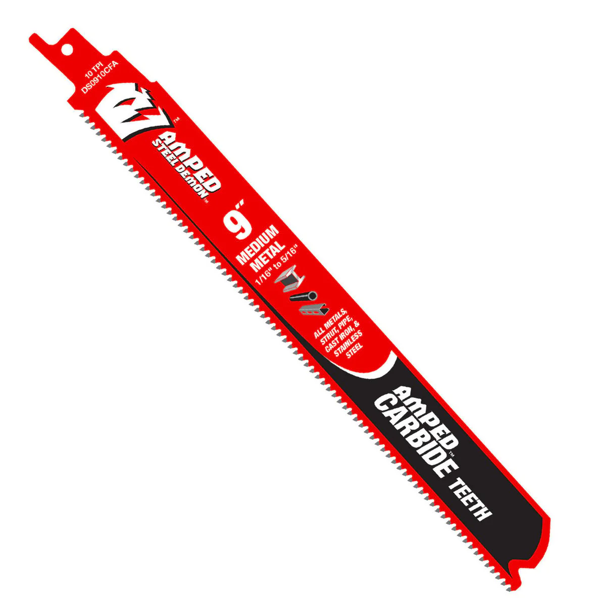 Diablo 9 Amped Demo Demon Carbide Reciprocating Saw Blade 260mm - Medium Metal Cutting - Durable Black I.C.E. Coating - Image 2