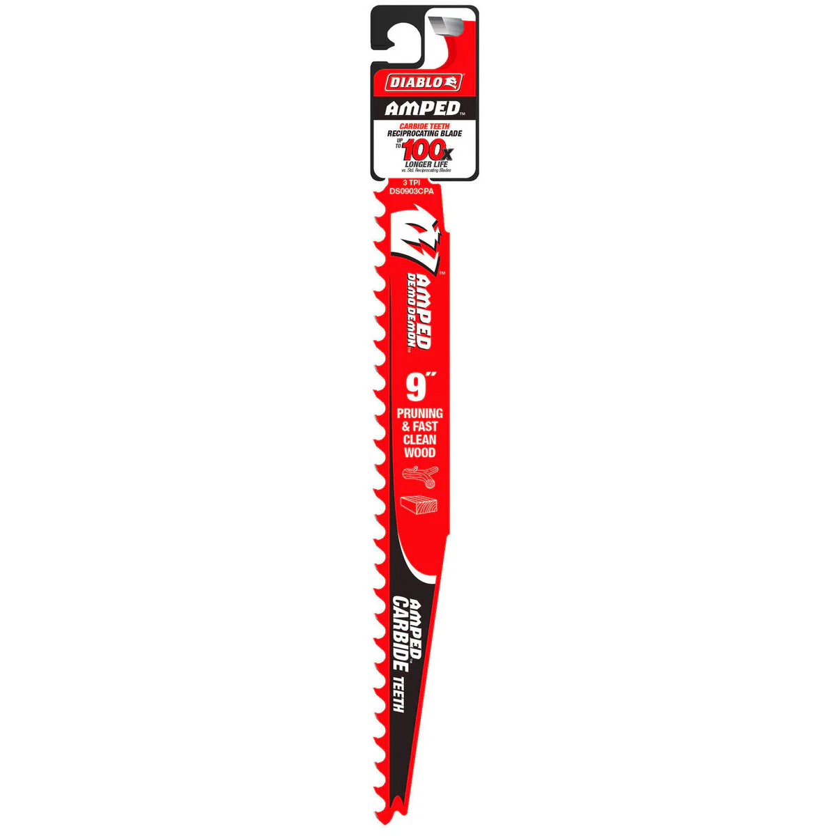 Diablo 9 Amped Demo Demon Carbide Reciprocating Saw Blade 305mm - Pruning & Clean Wood - Durable & Efficient Cutting