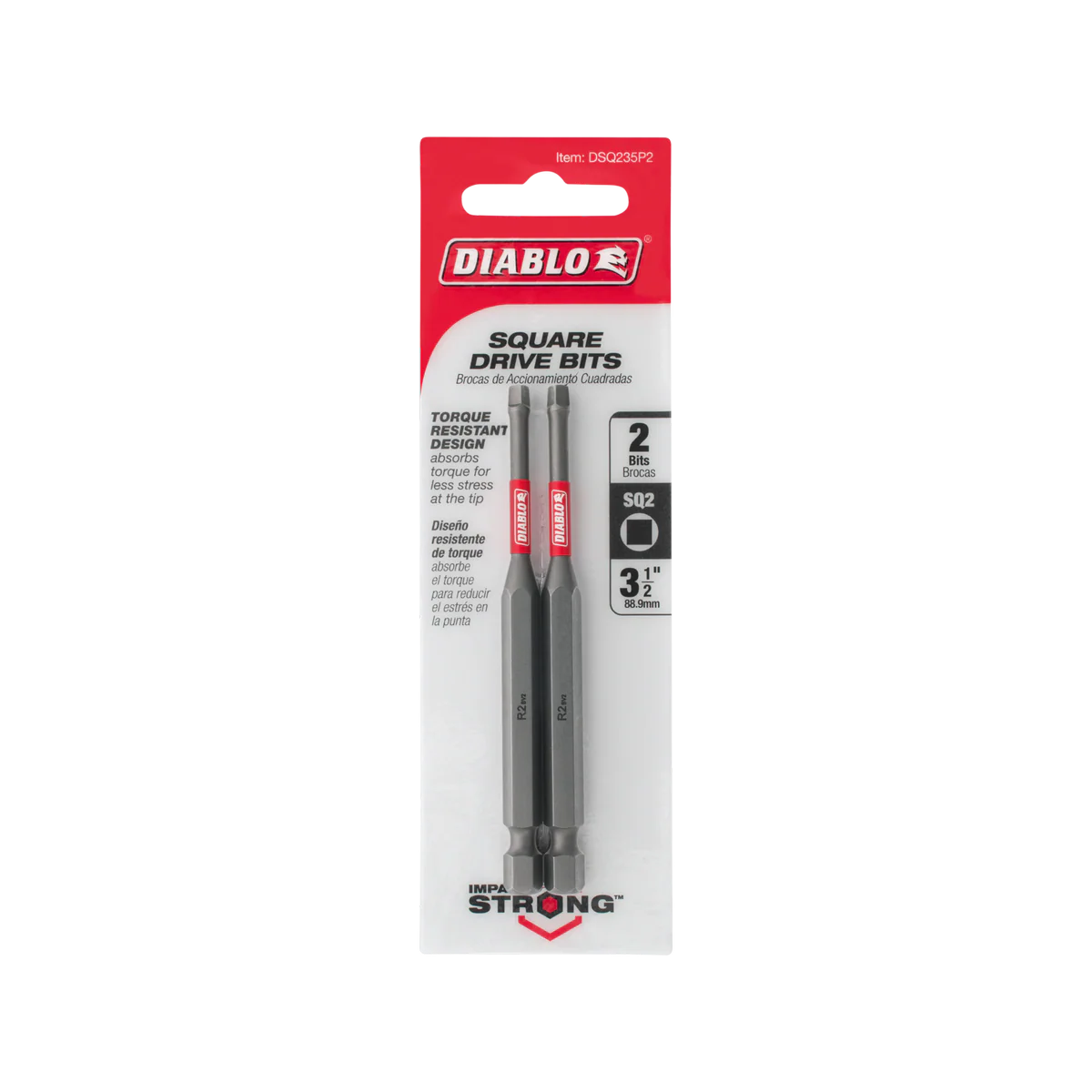 Diablo 90mm SQ2 Power Bit 2 Pack - Extreme Durability - Impact Resistant
