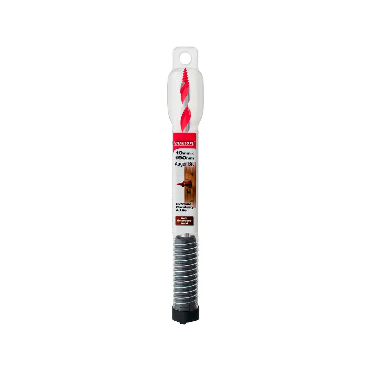 Diablo Auger Bit - 10 x 190mm - Red - Dura-Tip™ - Self-Feeding Design
