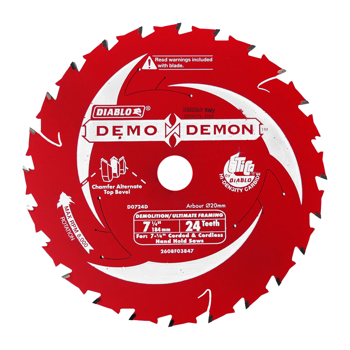 Diablo Circular Saw Blade Demo Demon 7.25" 184mm 24T - Framing & Demolition - Image 2
