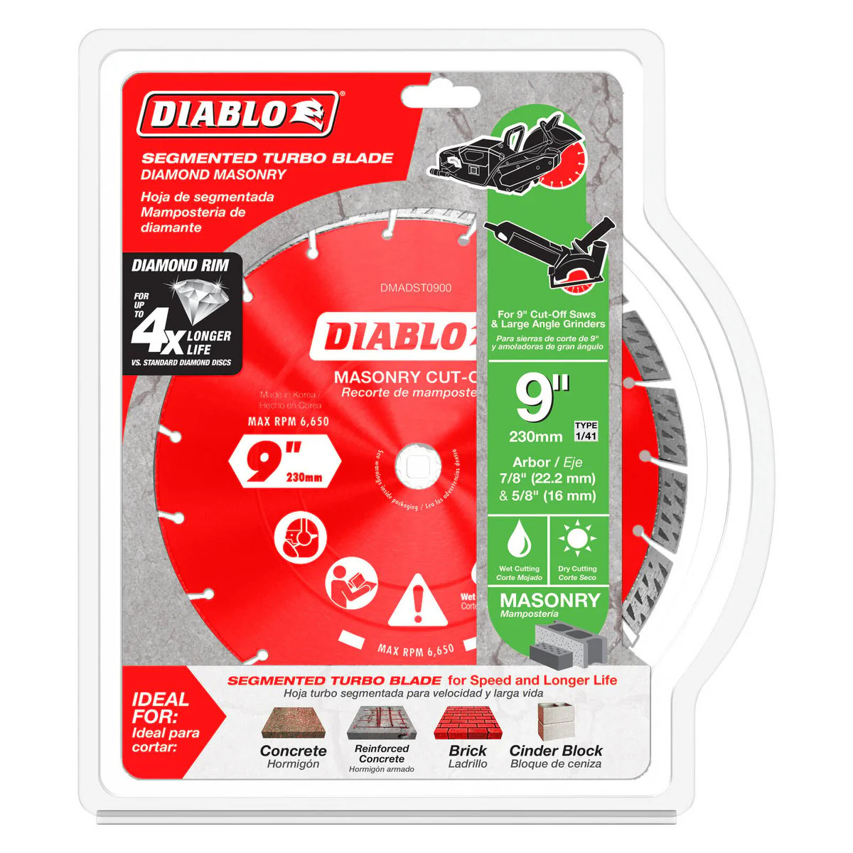 Diablo Diamond Disc 9" Diamond Segmented Turbo Cut Off - 30% Faster Cutting - Durable