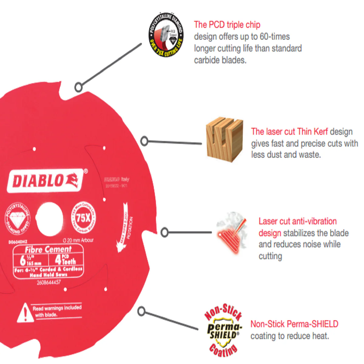 Diablo Fibre Cement Blade - 254mm - PCD - Long Life - Image 4