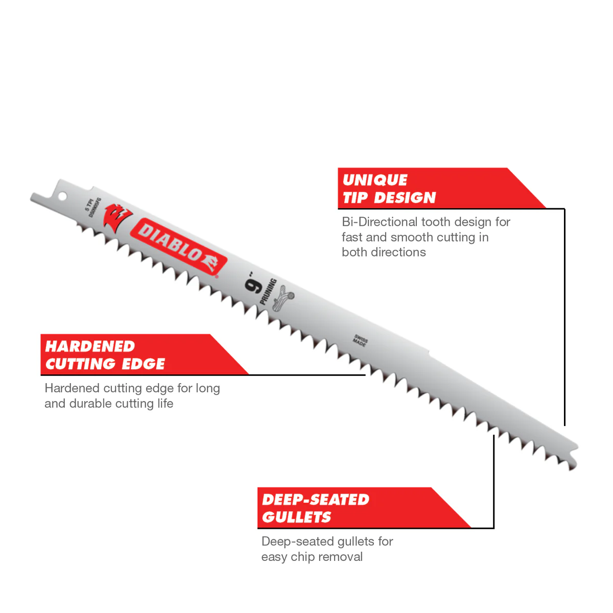 Diablo Reciprocating Saw Blades - 9" - Steel - Pruning - 5 Pack - Image 3