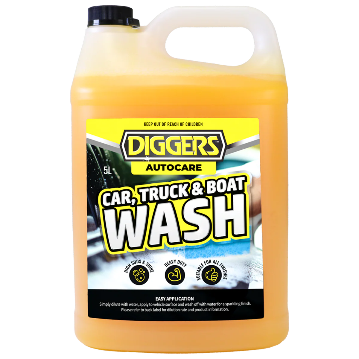 Diggers Car Truck Boat Wash - 5L Heavy-Duty Concentrate - High-Shine Finish