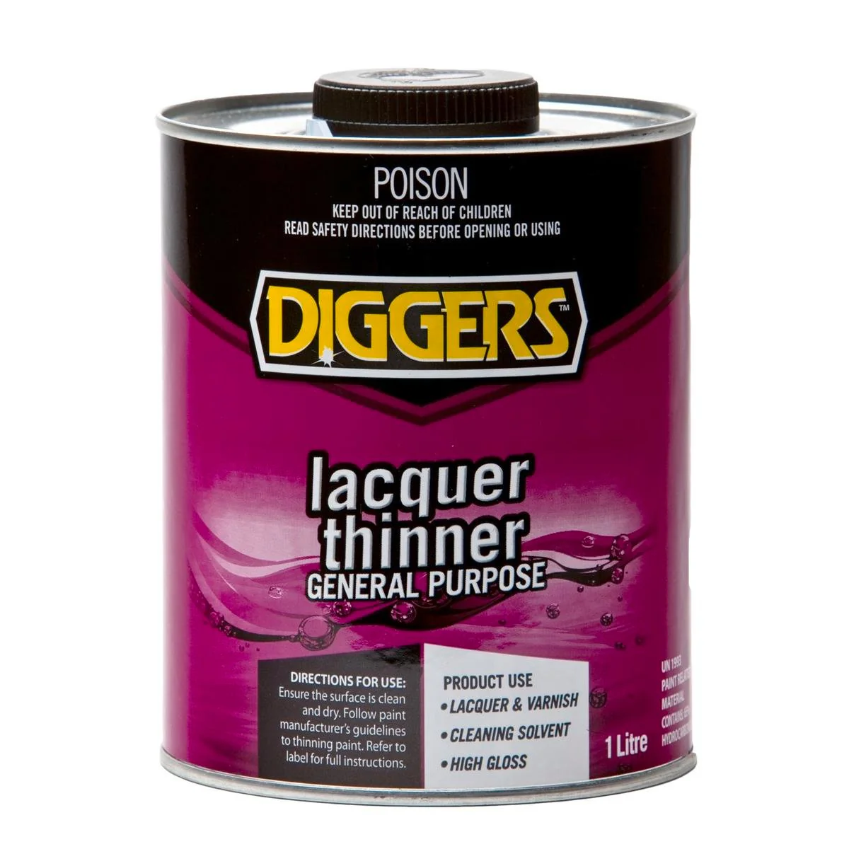 DIGGERS Lacquer Thinner - 1L - Hydrocarbon - Low VOC