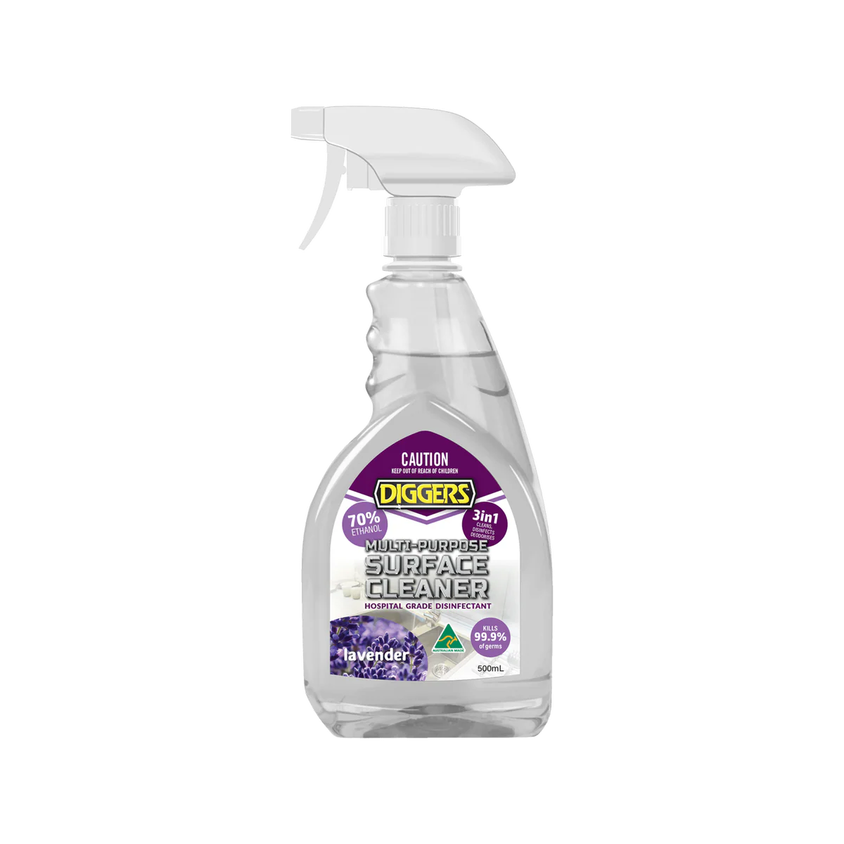 DIGGERS™ Multi-Purpose Surface Cleaner - 500ml - Denatured Alcohol - Lavender Scent