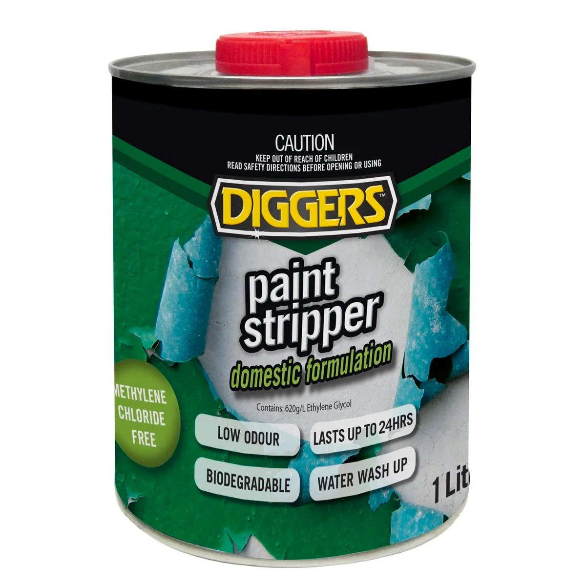 DIGGERS Paint Stripper 1L Gel Ethylene Glycol Low Odour Easy Removal