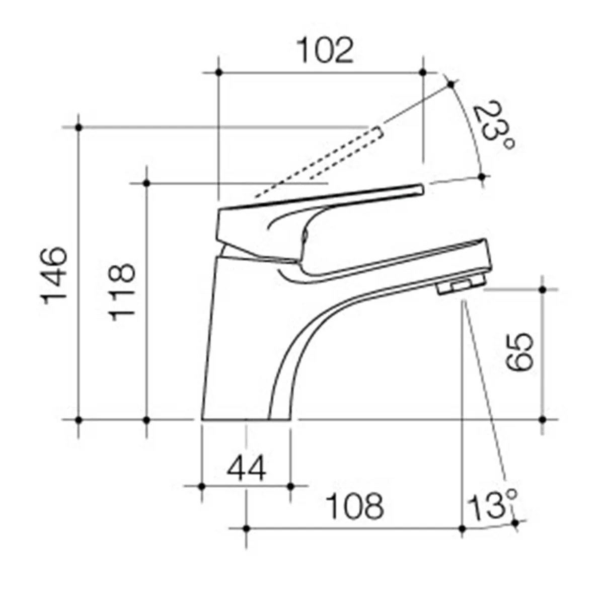 Dorf Chrome Lead Free Kip Basin Mixer - 44mm x 118mm x 130mm - Water Saving - Image 2
