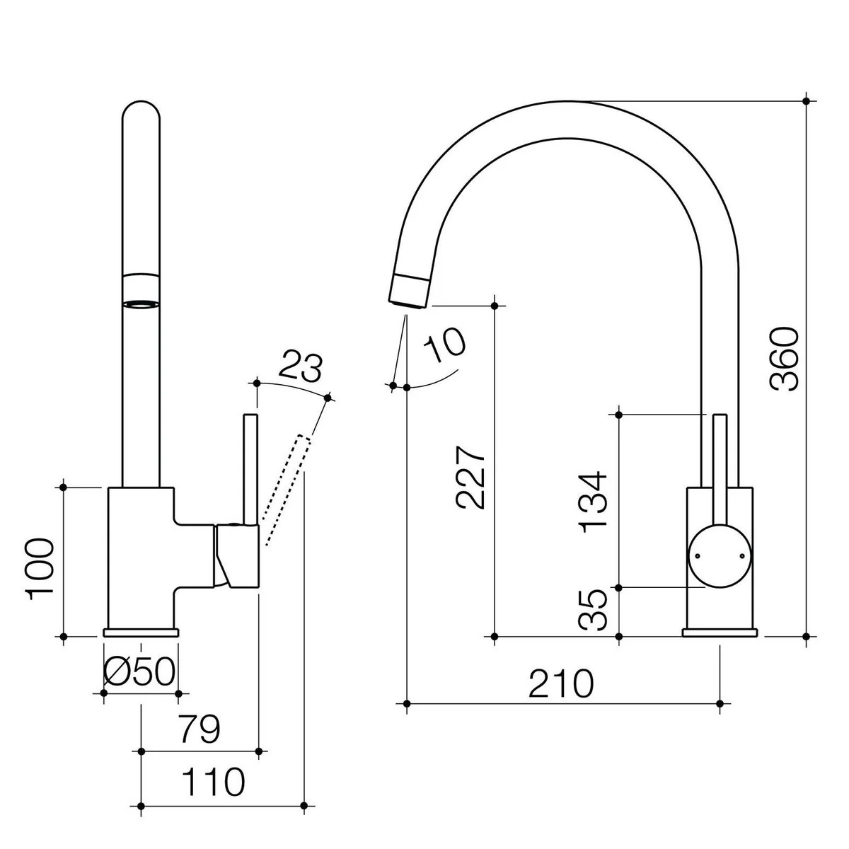 Dorf Matte Black Obsidian Sink Mixer - 110mm x 360mm x 210mm - Lead-Free Brass - Easy Installation - Image 2