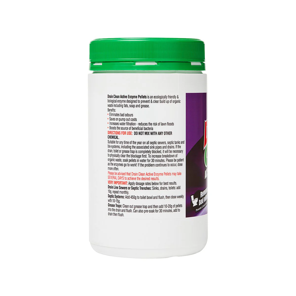 Drain Clean Active Enzyme Pellets - 450g - HDPE - Odour Removal - Image 2