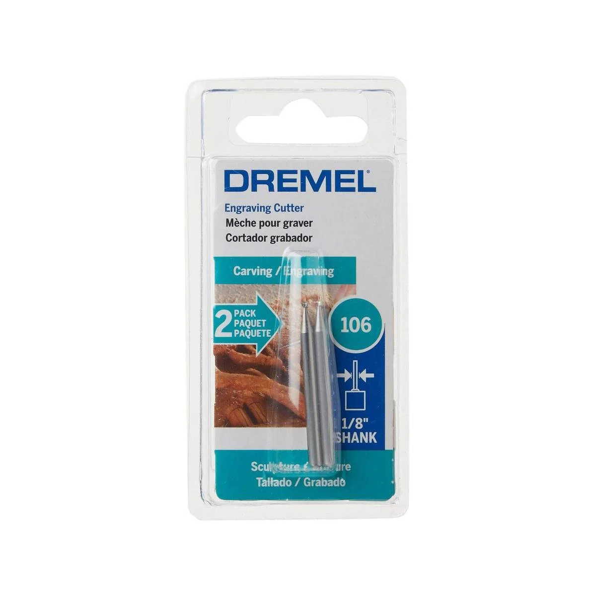 Dremel Engraving Cutter 1.6mm 106 - 2 Pack - Silver
