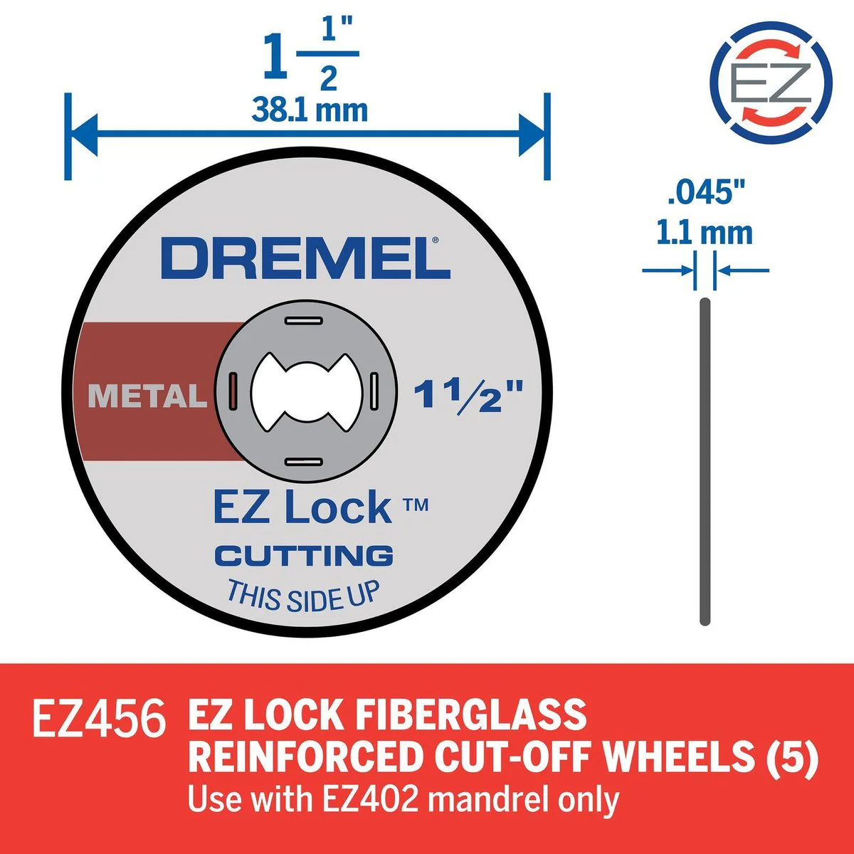 Dremel Ez Lock Metal Cut Off Wheels 38mm 5 Pack - Silver - Image 3