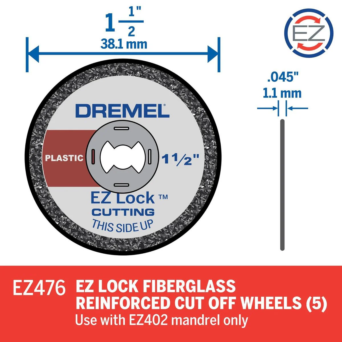 Dremel EZ Lock Plastic Cut Off Wheels 38mm 5 Pack - Silver - Image 3