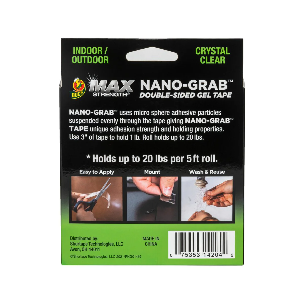 Duck Clear Nano Max Strength Grab Gel Tape - 24mm x 1.5m - Reusable, Strong Adhesion - Image 2