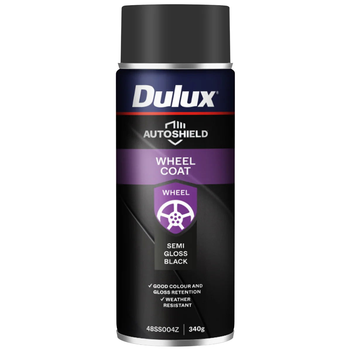Dulux Autoshield Spray Paint 340g 0.34L Sg Black Wheel Coat - Durable Finish