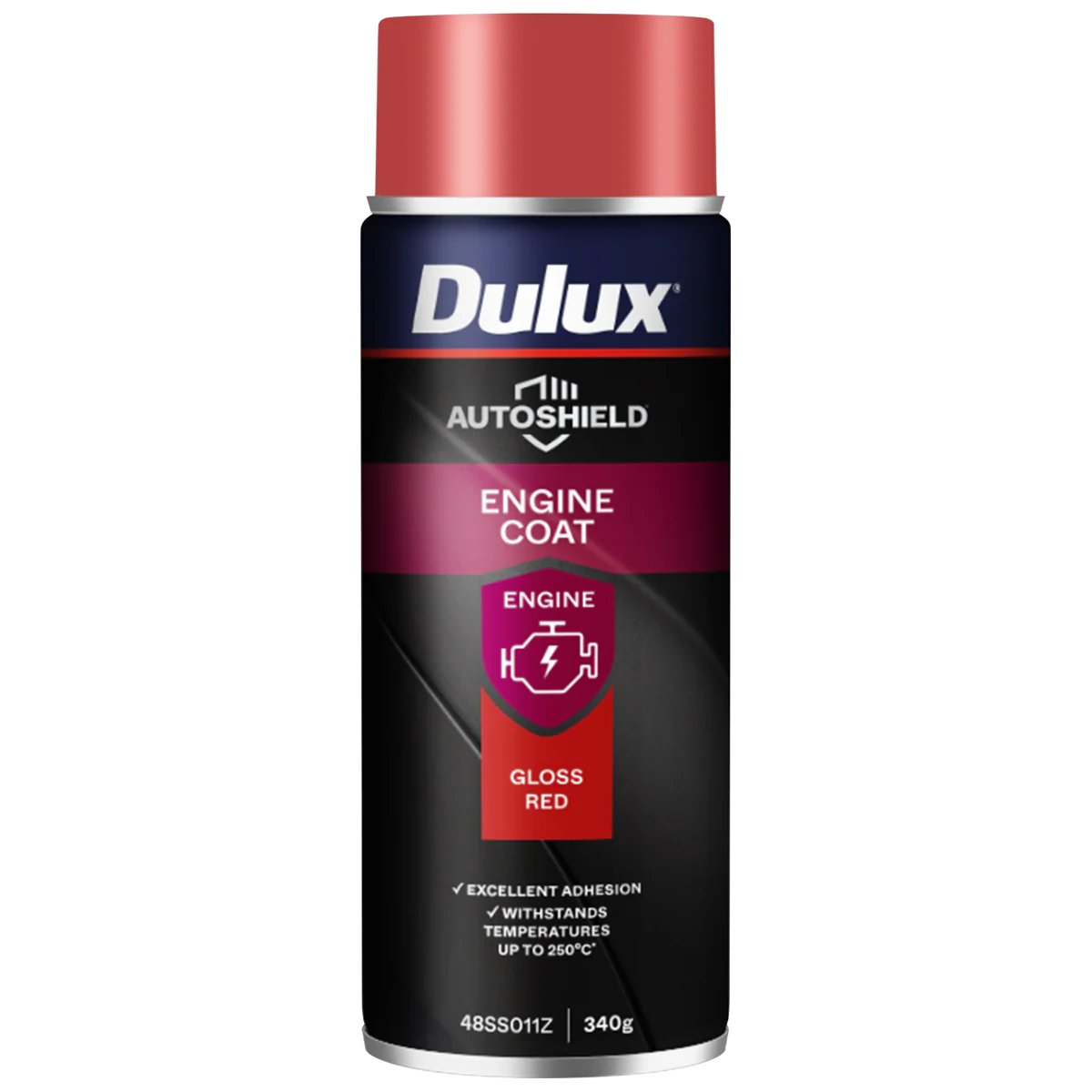 Dulux Autoshield Spray Paint 340g Red Engine Coat - 0.34L - Excellent Adhesion