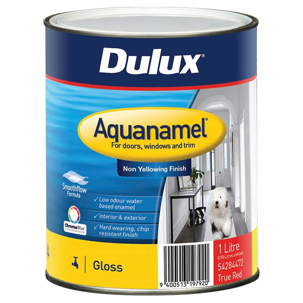 Dulux Enamel Paint - 1L - True Red - Water Based - Chip Resistant